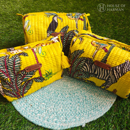 Multipurpose Pouches- Set of Three I Waterproof Lining I Four Mini Pockets Inside