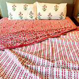 Crimson Lattice Dream Bedsheet and Dohar