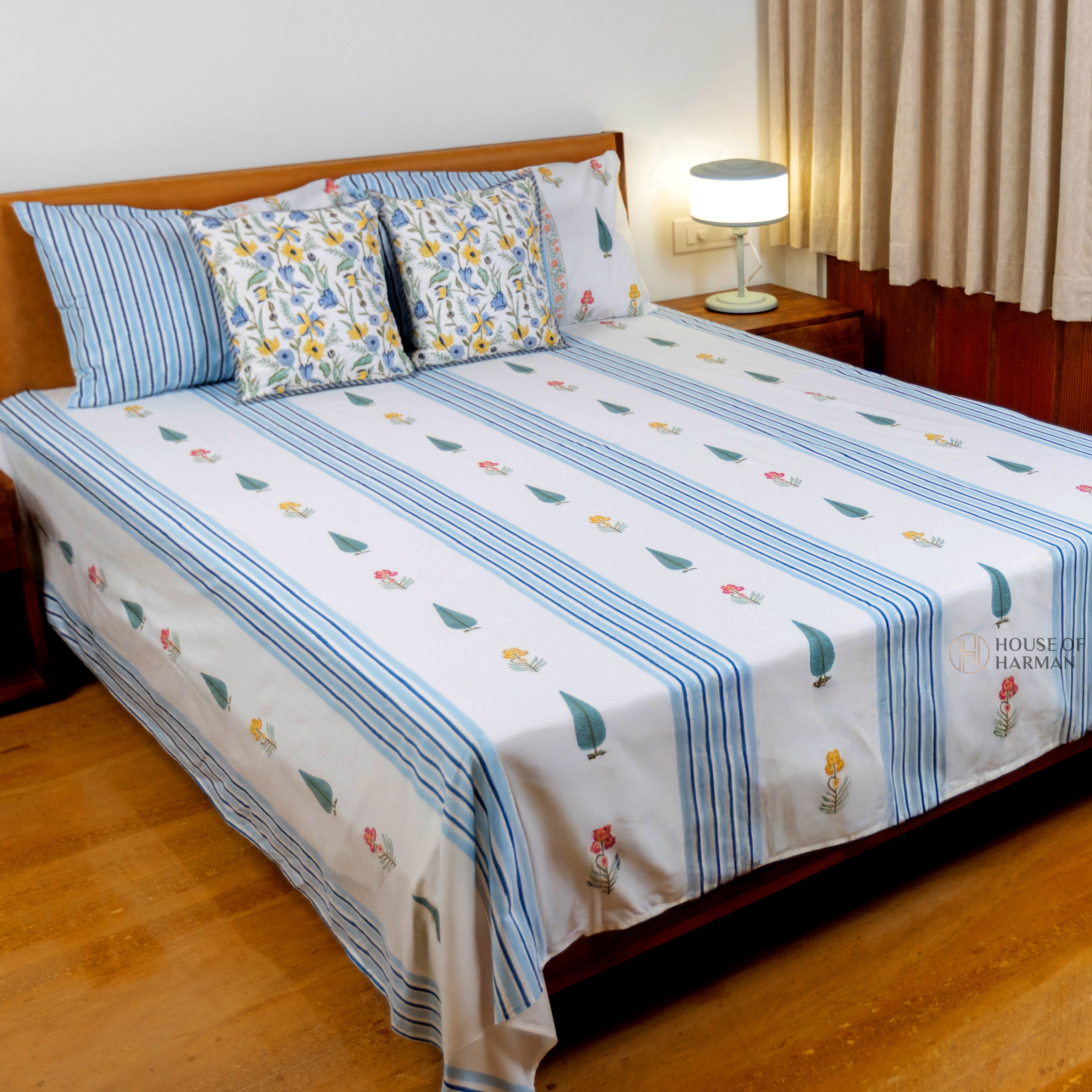 Meadow Bloom Stripes Bedsheet