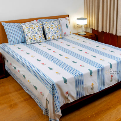 Meadow Bloom Stripes Bedsheet