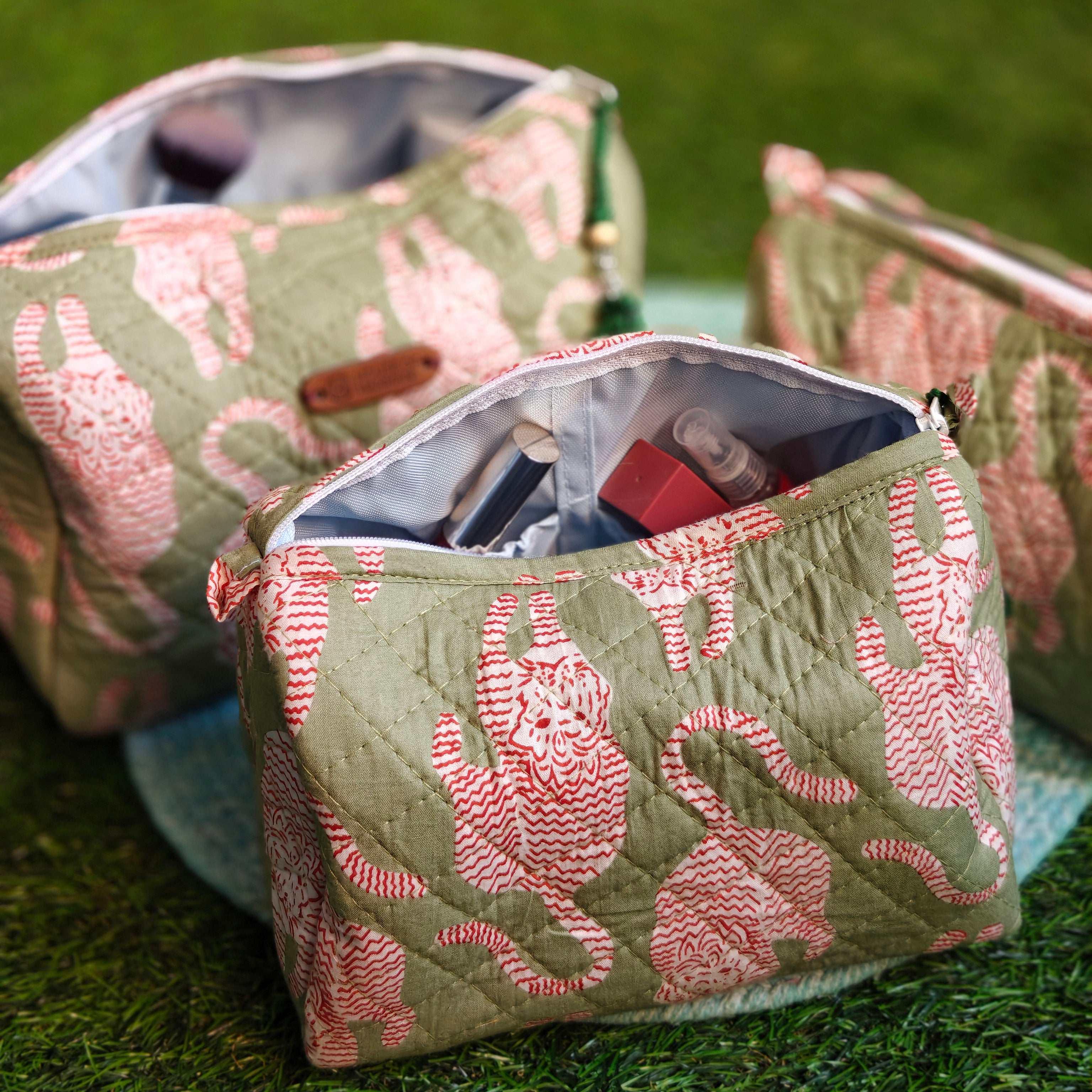 Multipurpose Pouches- Set of Three I Waterproof Lining I Four Mini Pockets Inside - HOUSE OF HARMAN