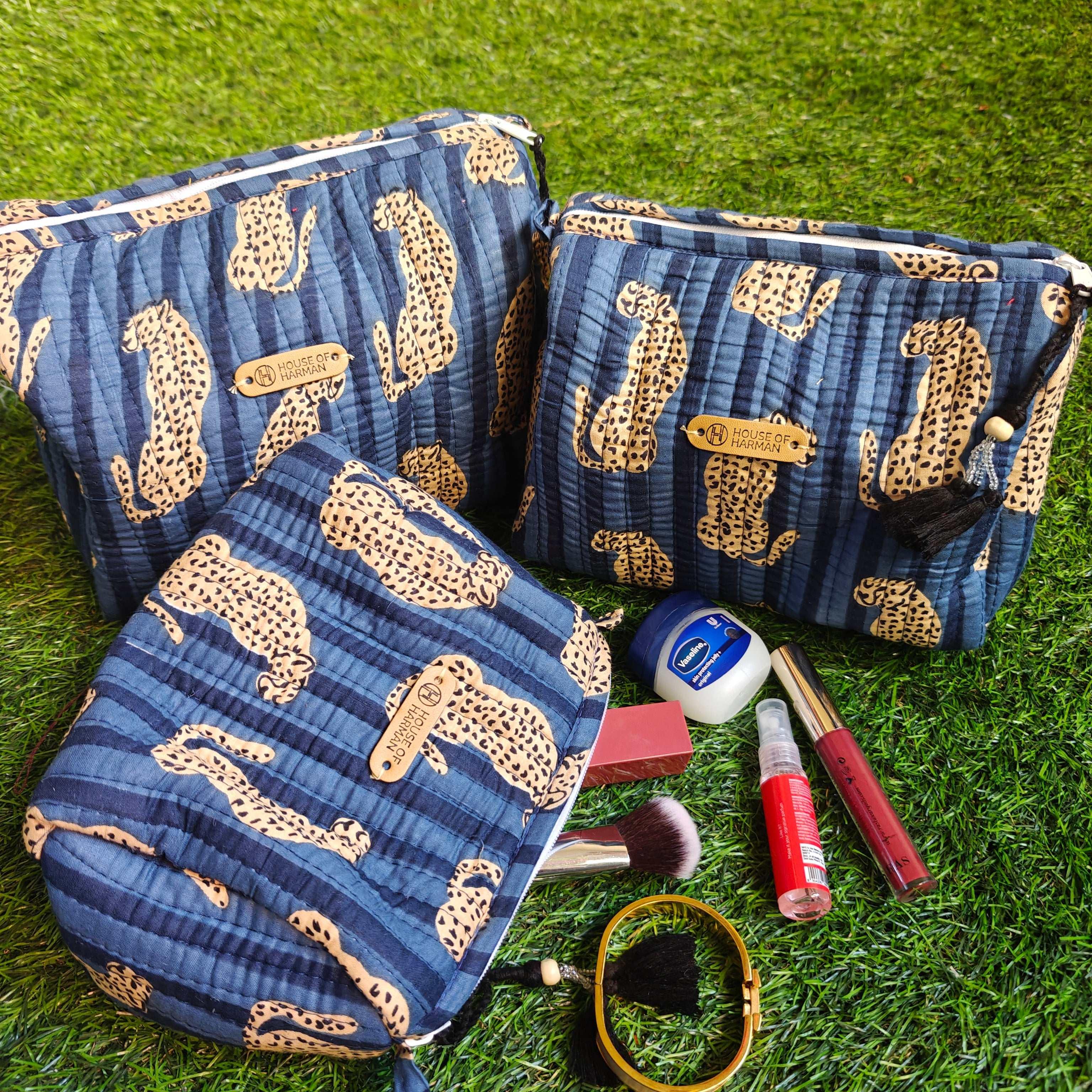 Multipurpose Pouches- Set of Three I Waterproof Lining I Four Mini Pockets Inside - HOUSE OF HARMAN