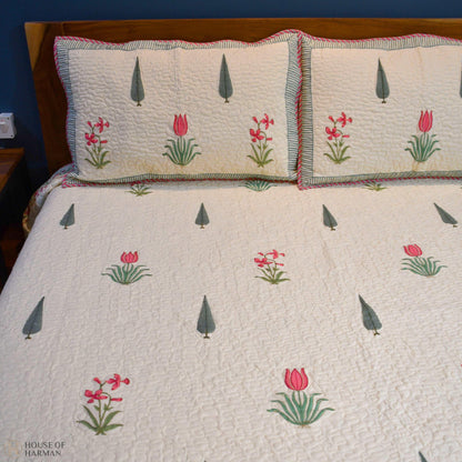 Sunlit Meadow Charm Bedcover (Beige Base) - HOUSE OF HARMAN