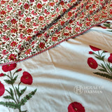 Red Wildpoppy Fields Bedsheet and Dohar