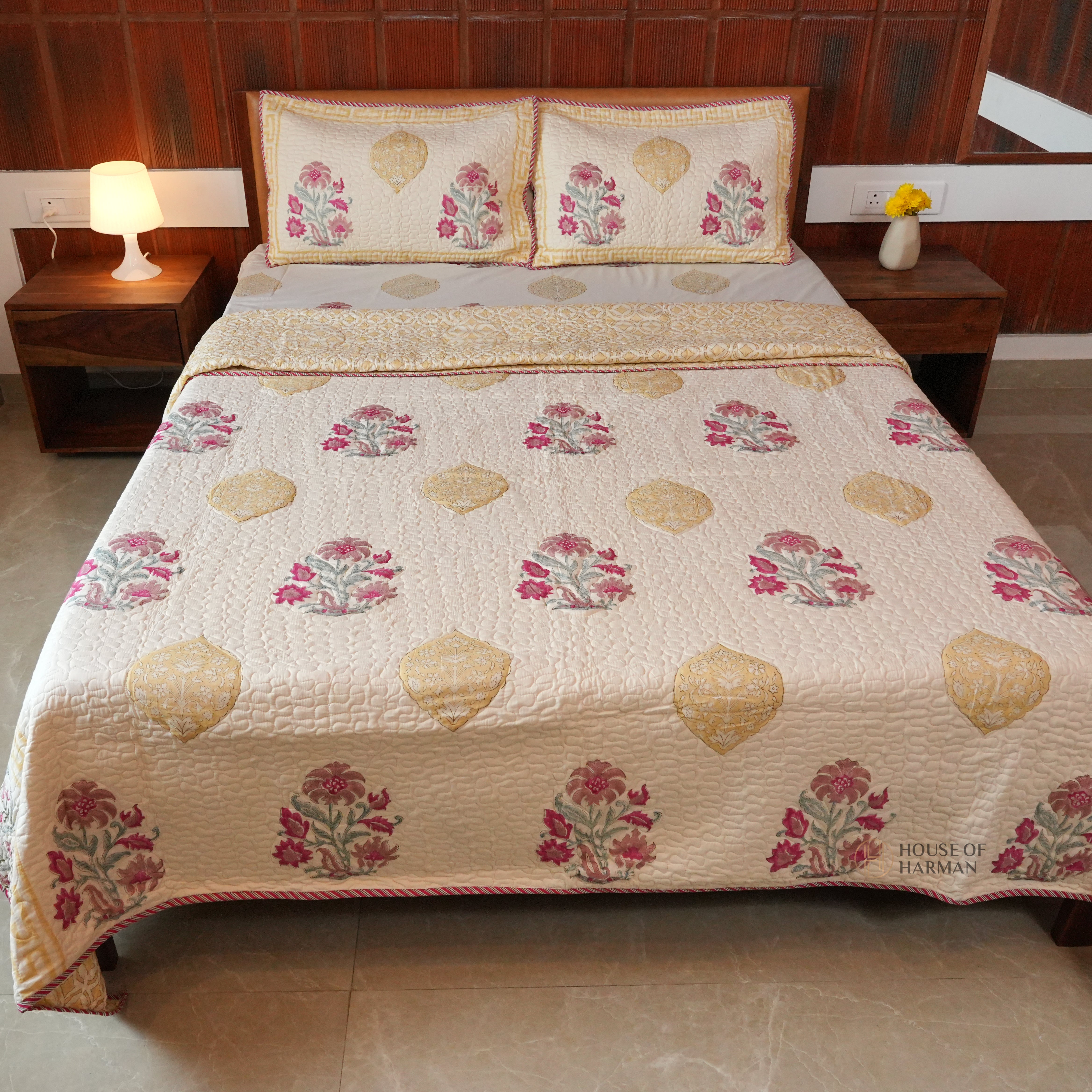 Mughal Ruby Bloom Bedcover