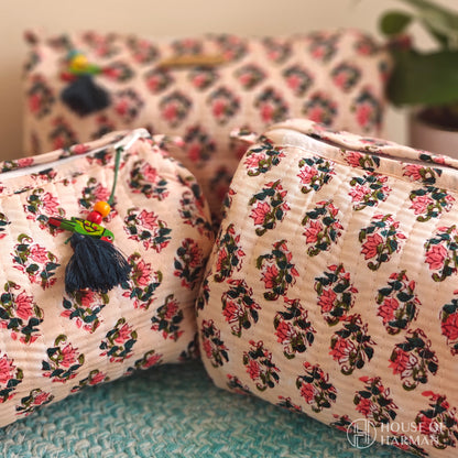 Multipurpose Pouches- Set of Three I Waterproof Lining I Four Mini Pockets Inside