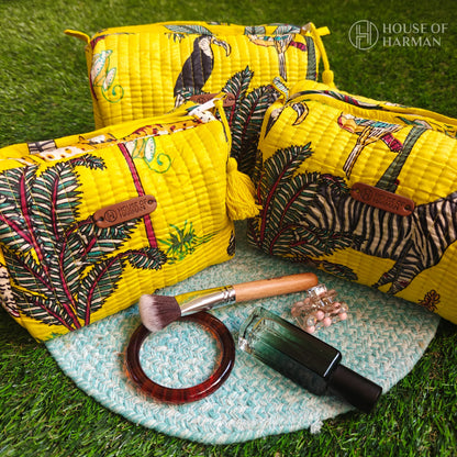 Multipurpose Pouches- Set of Three I Waterproof Lining I Four Mini Pockets Inside
