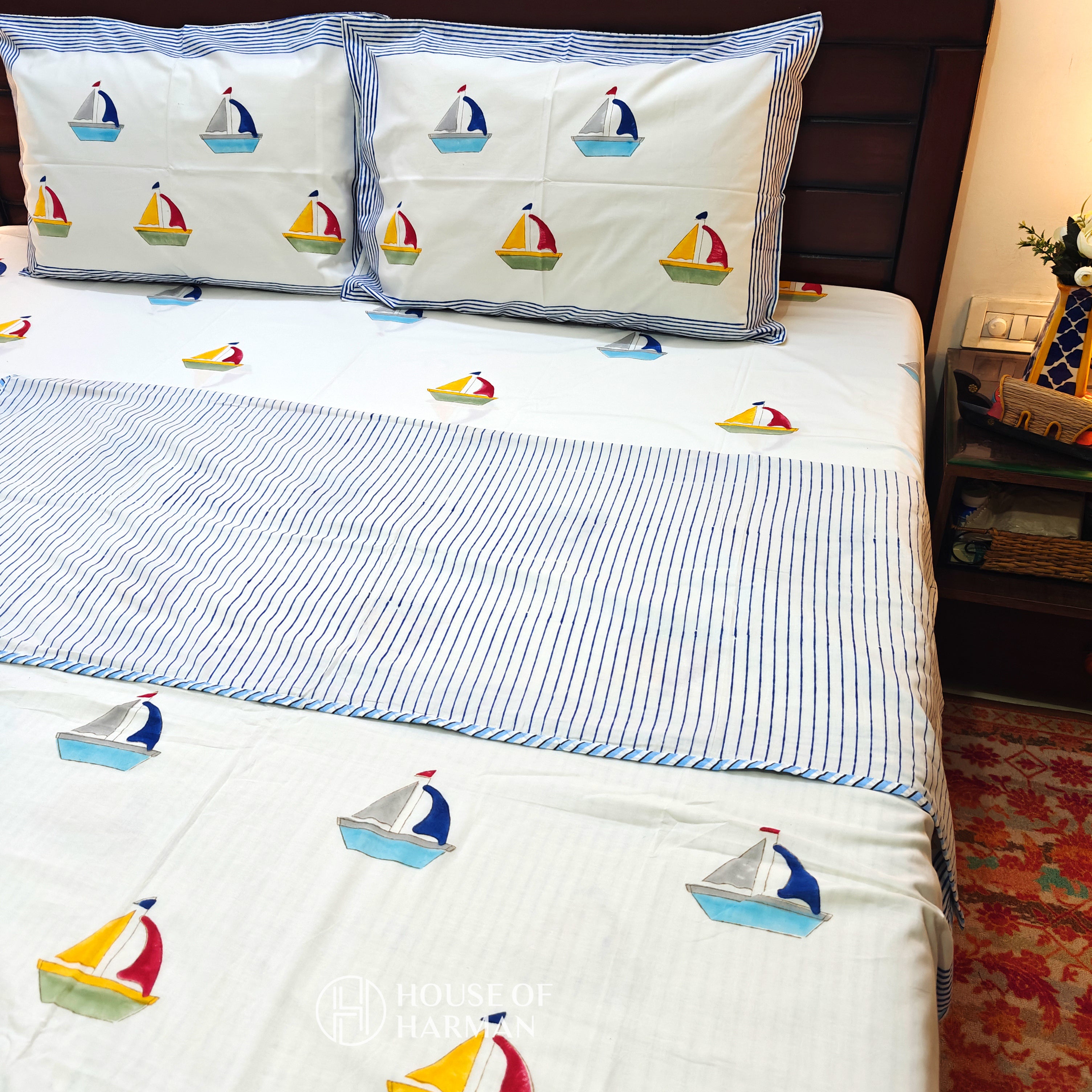 Little Voyager Sail Bedsheet and Dohar