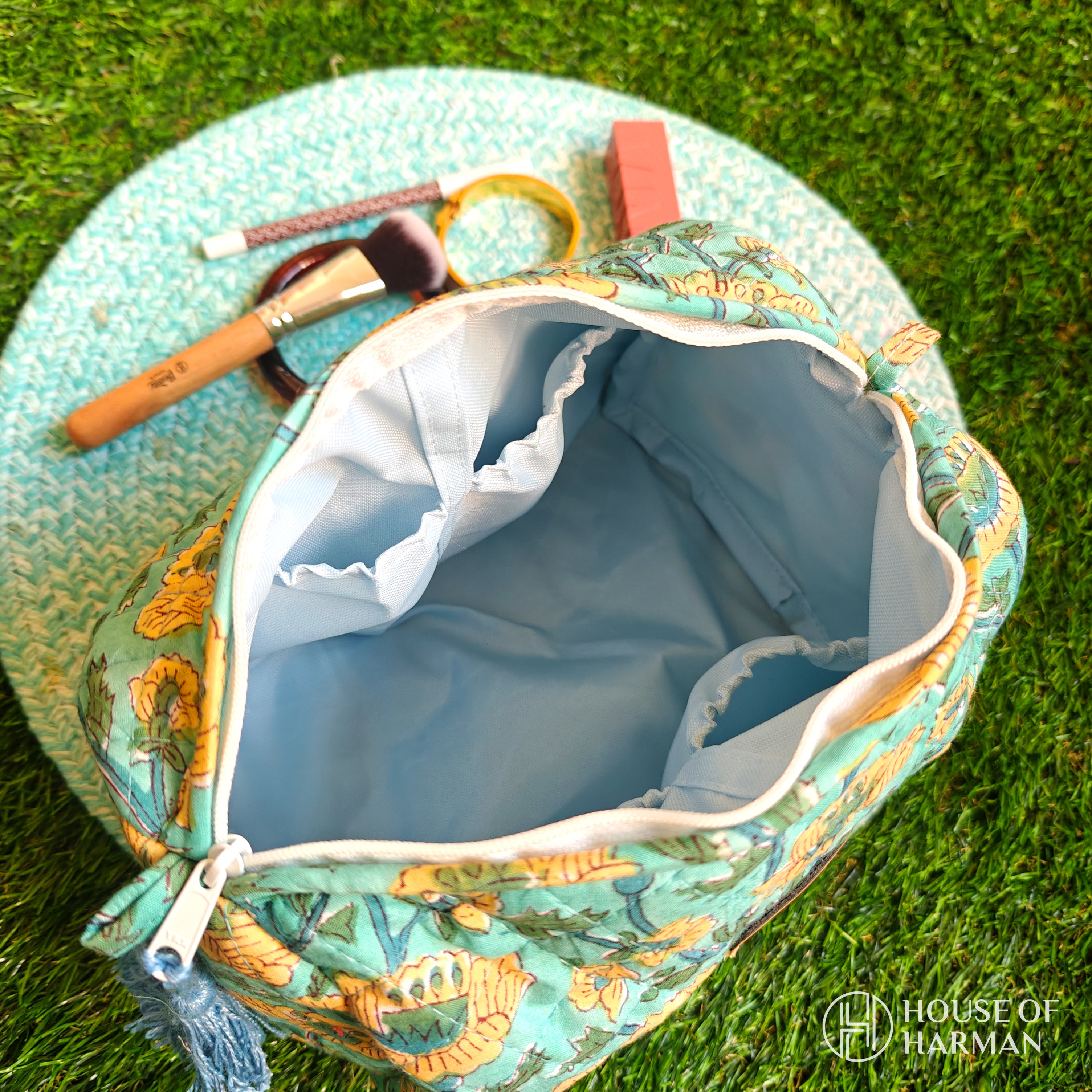 Multipurpose Pouches- Set of Three I Waterproof Lining I Four Mini Pockets Inside