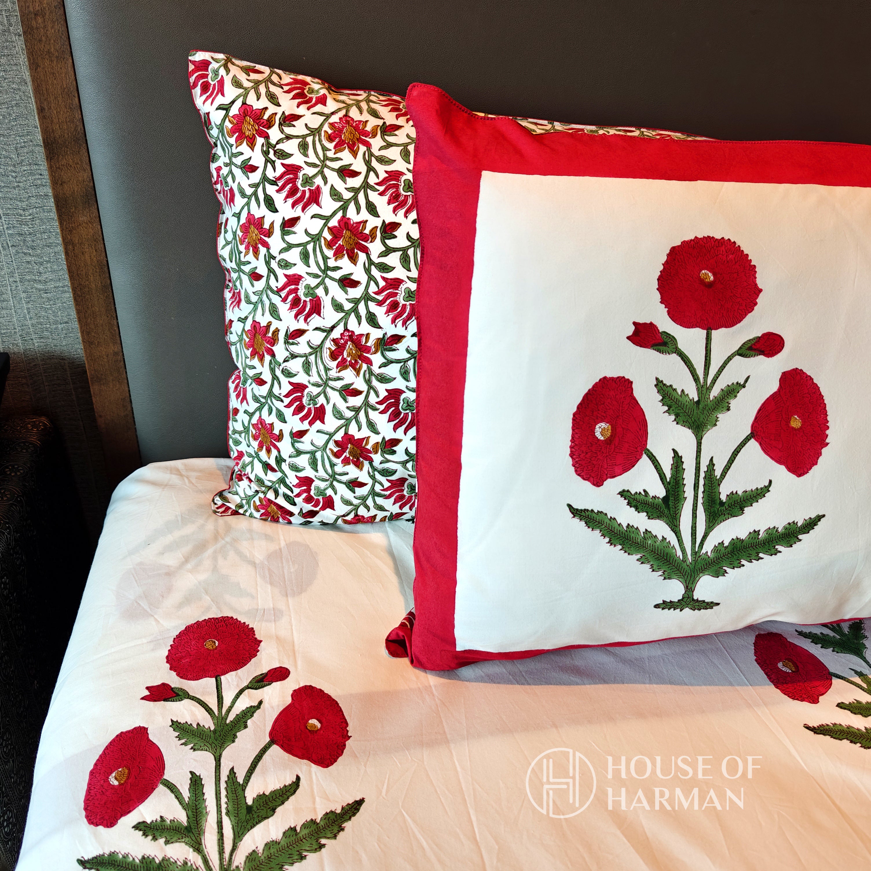 Red Wildpoppy Fields Bedsheet and Dohar