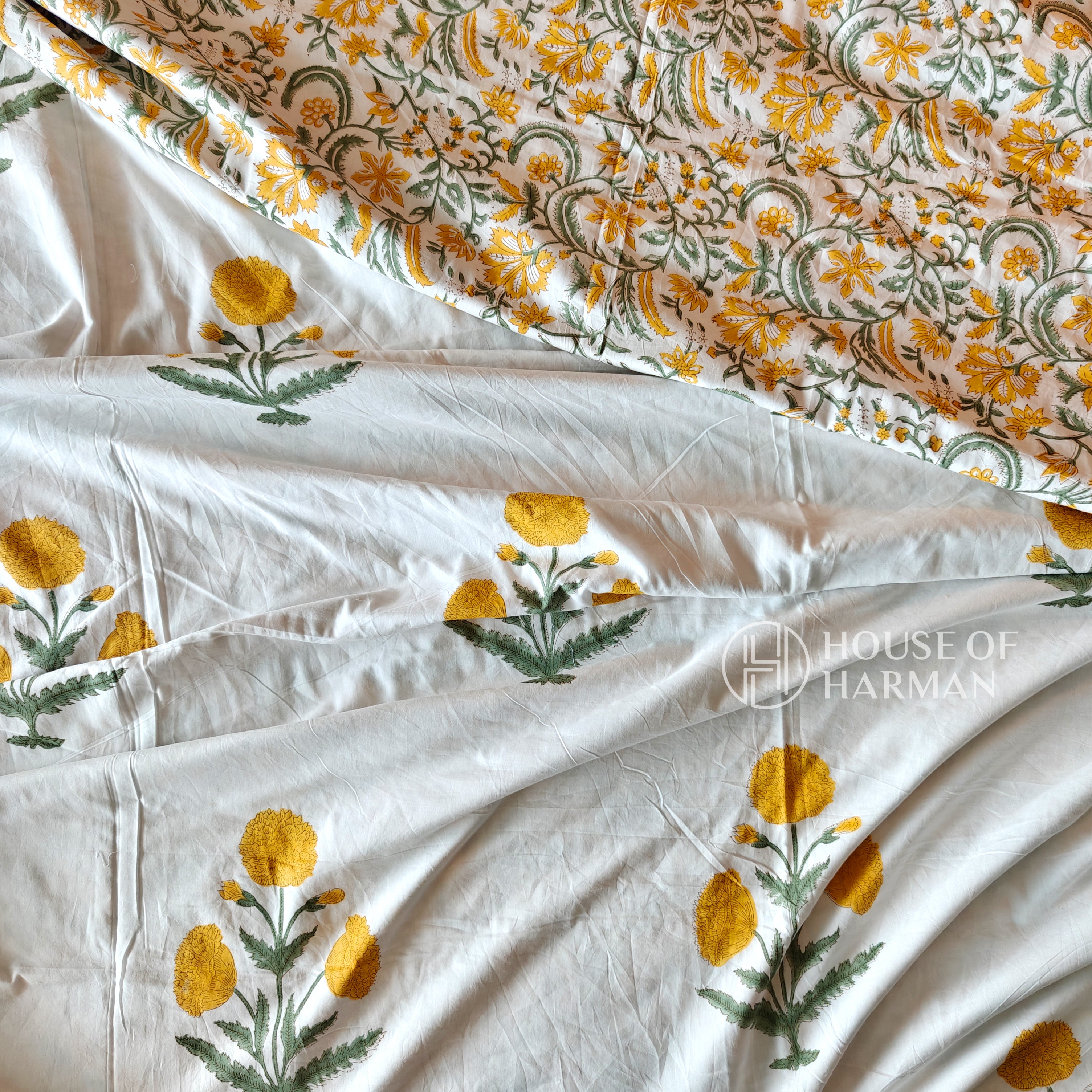 Yellow Wildpoppy Fields Bedsheet and Dohar