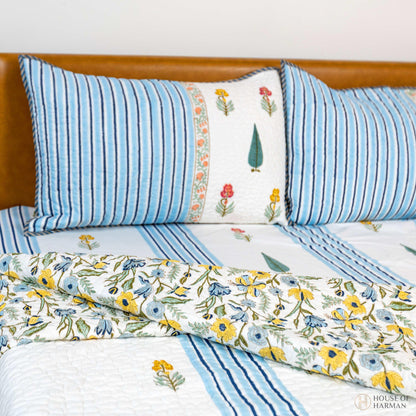 Meadow Bloom Stripes Bedcover - HOUSE OF HARMAN