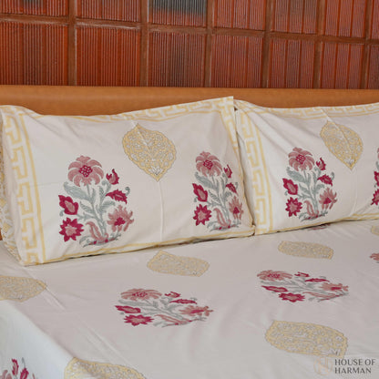 Mughal Ruby Bloom Bedsheet - HOUSE OF HARMAN