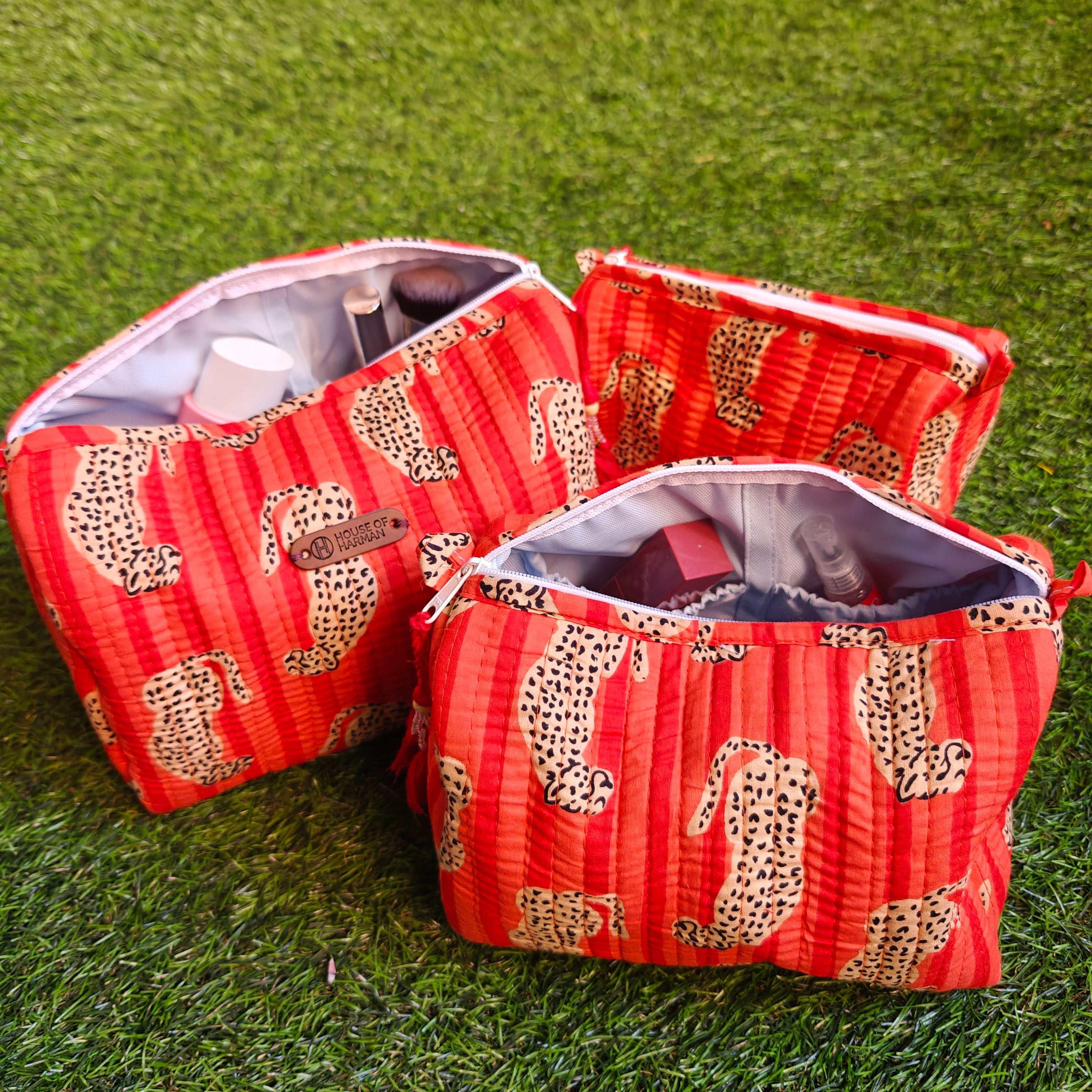 Multipurpose Pouches- Set of Three I Waterproof Lining I Four Mini Pockets Inside - HOUSE OF HARMAN