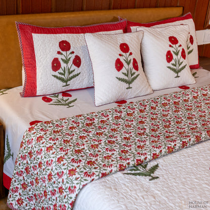 Red Wildpoppy Fields Bedcover
