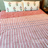 Crimson Lattice Dream Bedsheet and Dohar