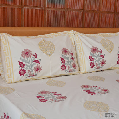 Mughal Ruby Bloom Bedsheet
