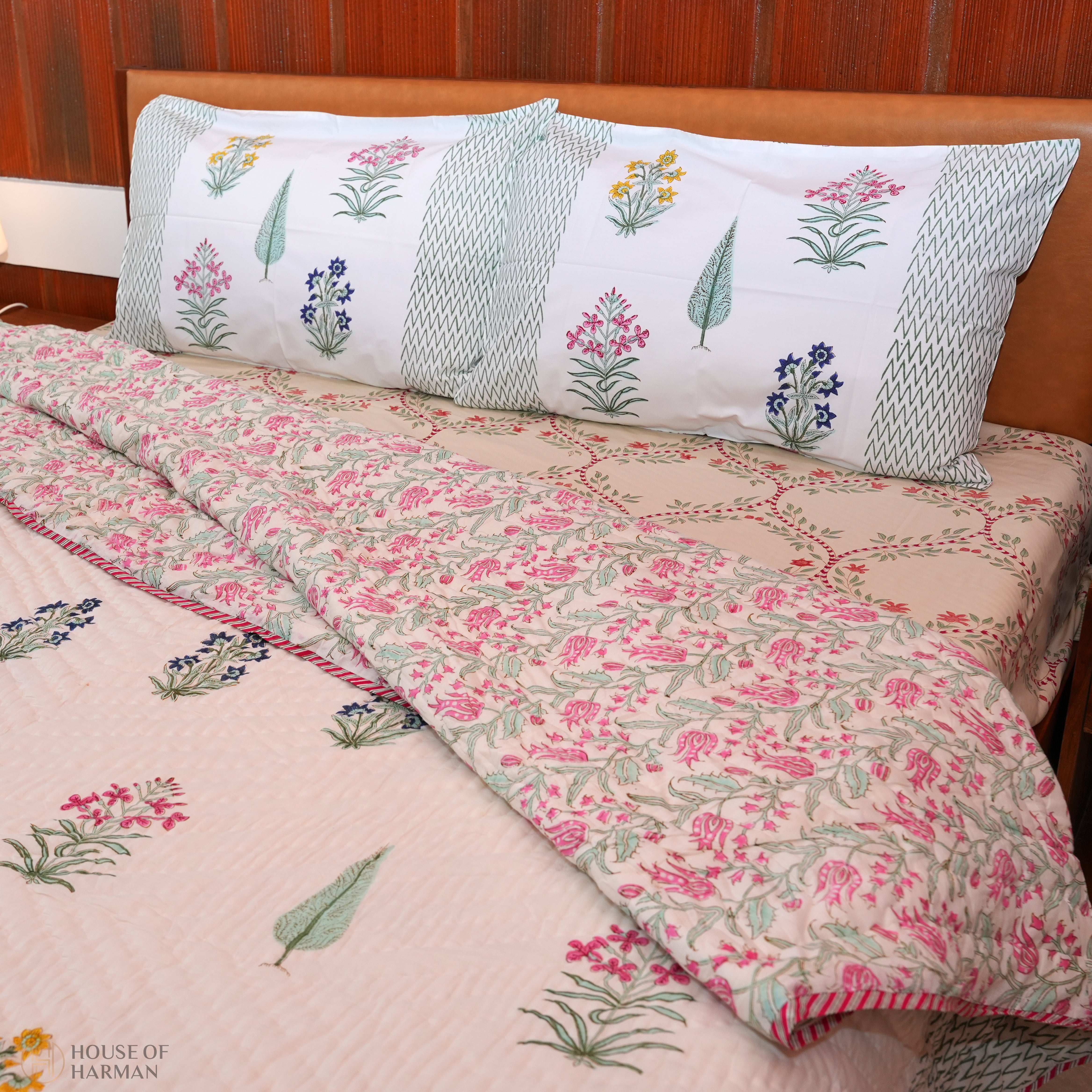 Springtime Botanica Bedsheet and Quilt