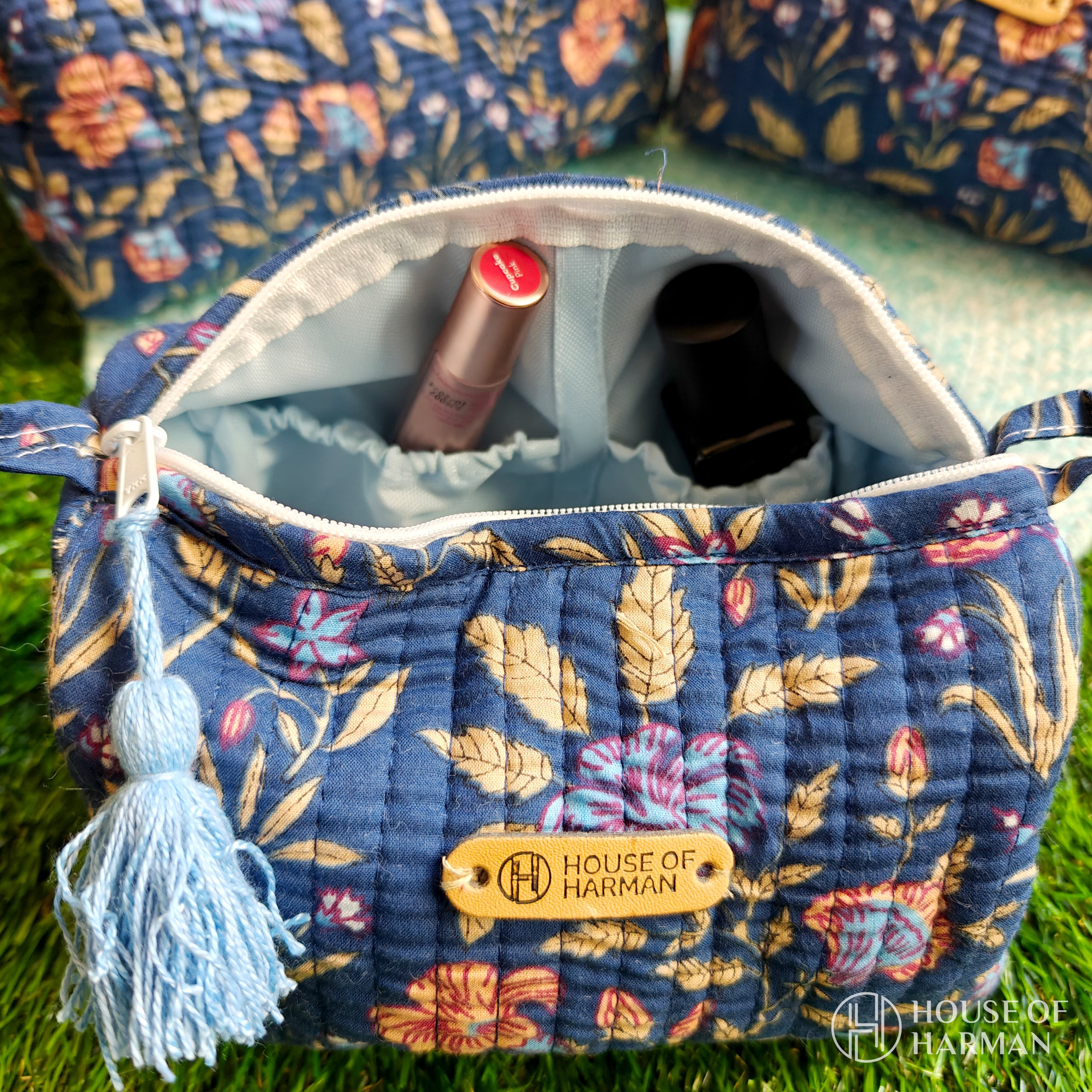 Multipurpose Pouches- Set of Three I Waterproof Lining I Four Mini Pockets Inside
