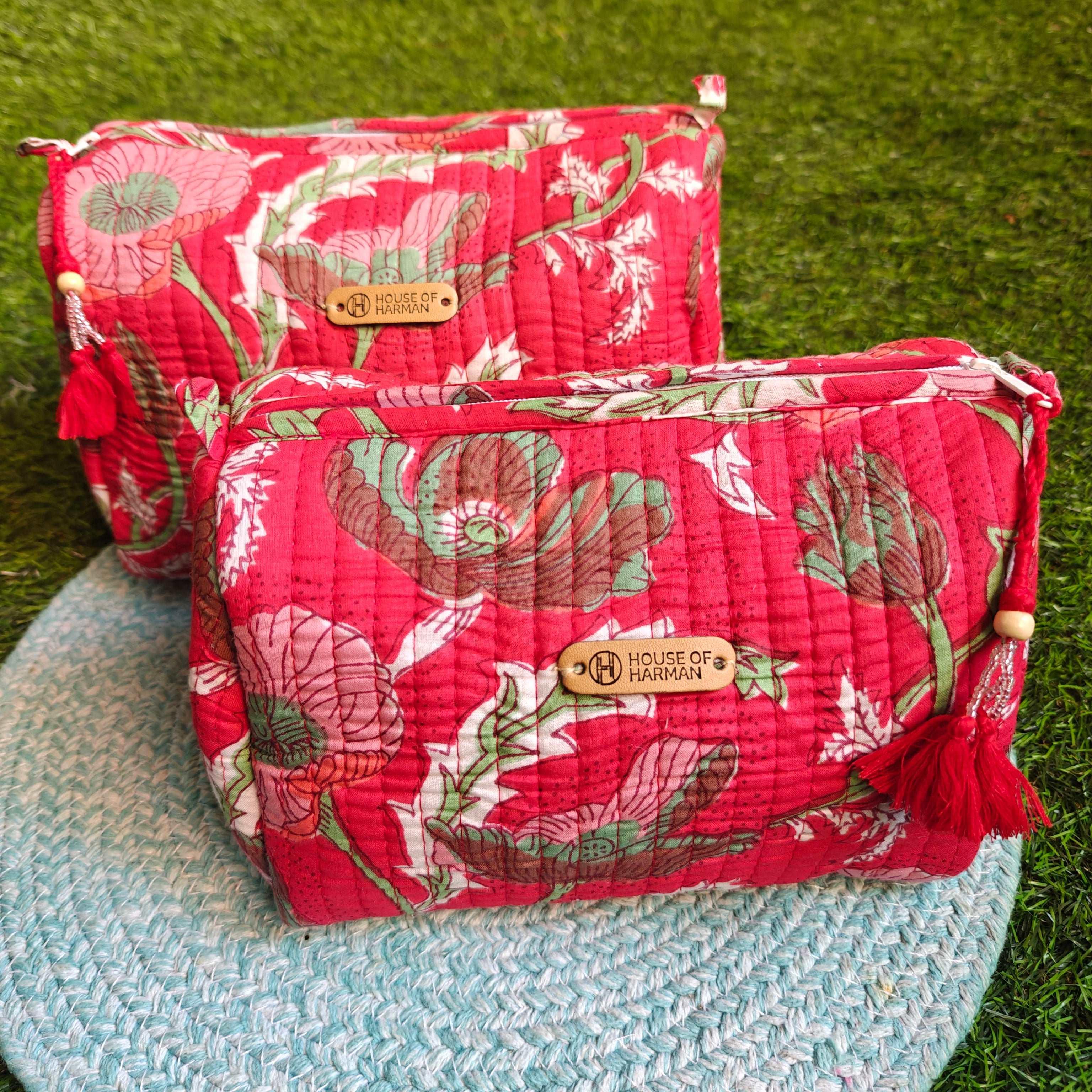 Multipurpose Pouches- Set of Three I Waterproof Lining I Four Mini Pockets Inside - HOUSE OF HARMAN