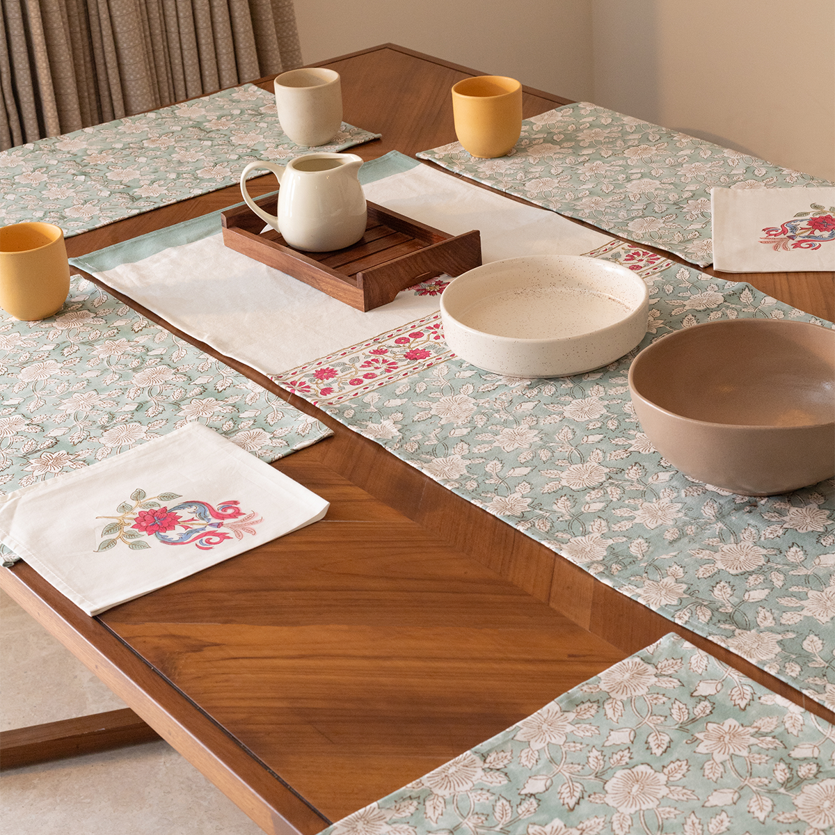 Earthy Floral Elegance Placemat & Runner Set