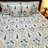 Sapphire Pine Floral Jaal Bedsheet and Dohar