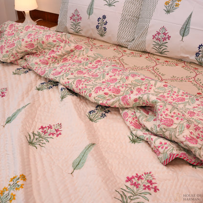 Springtime Botanica Bedsheet and Quilt