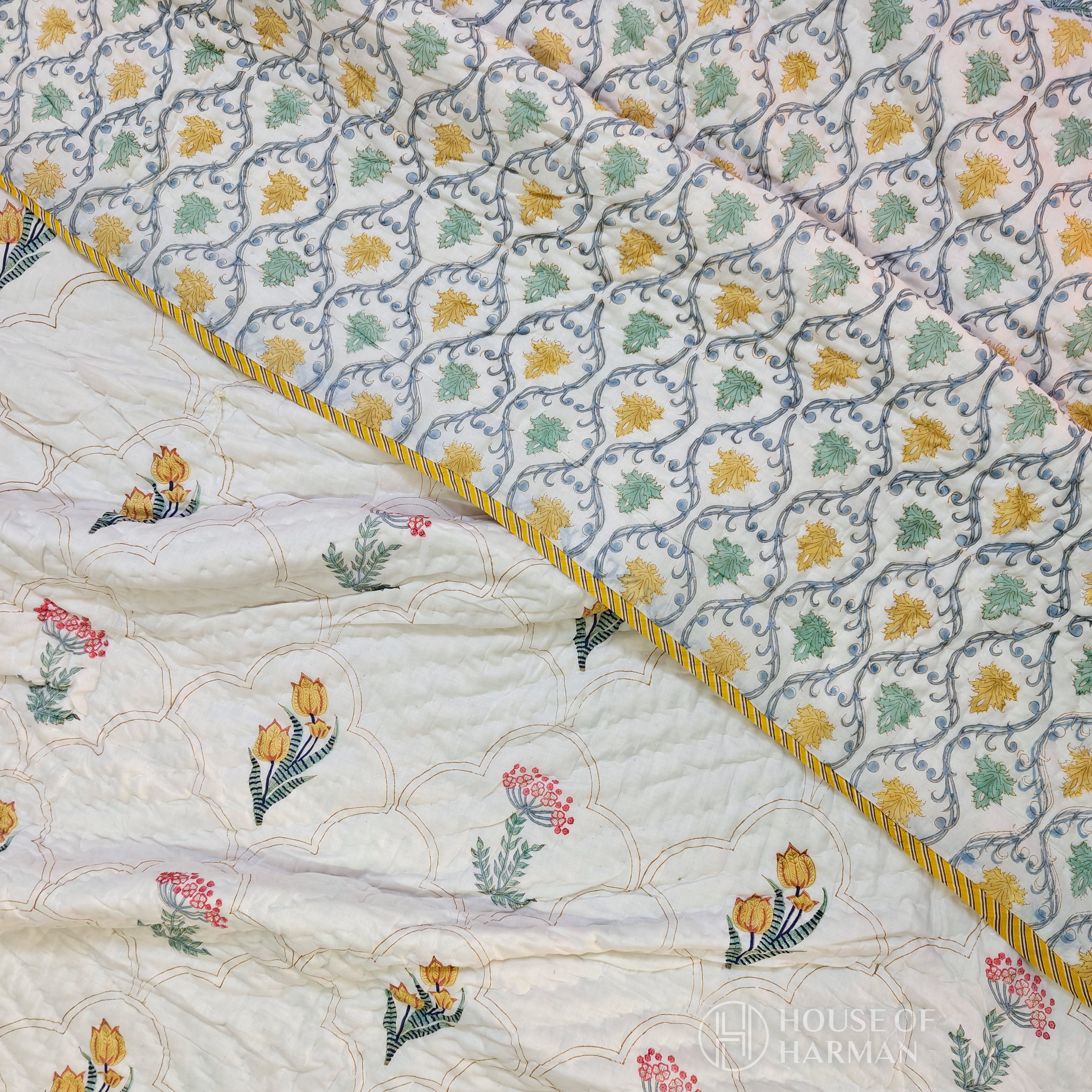 Jharokha Charbagh Bedsheet and Quilt