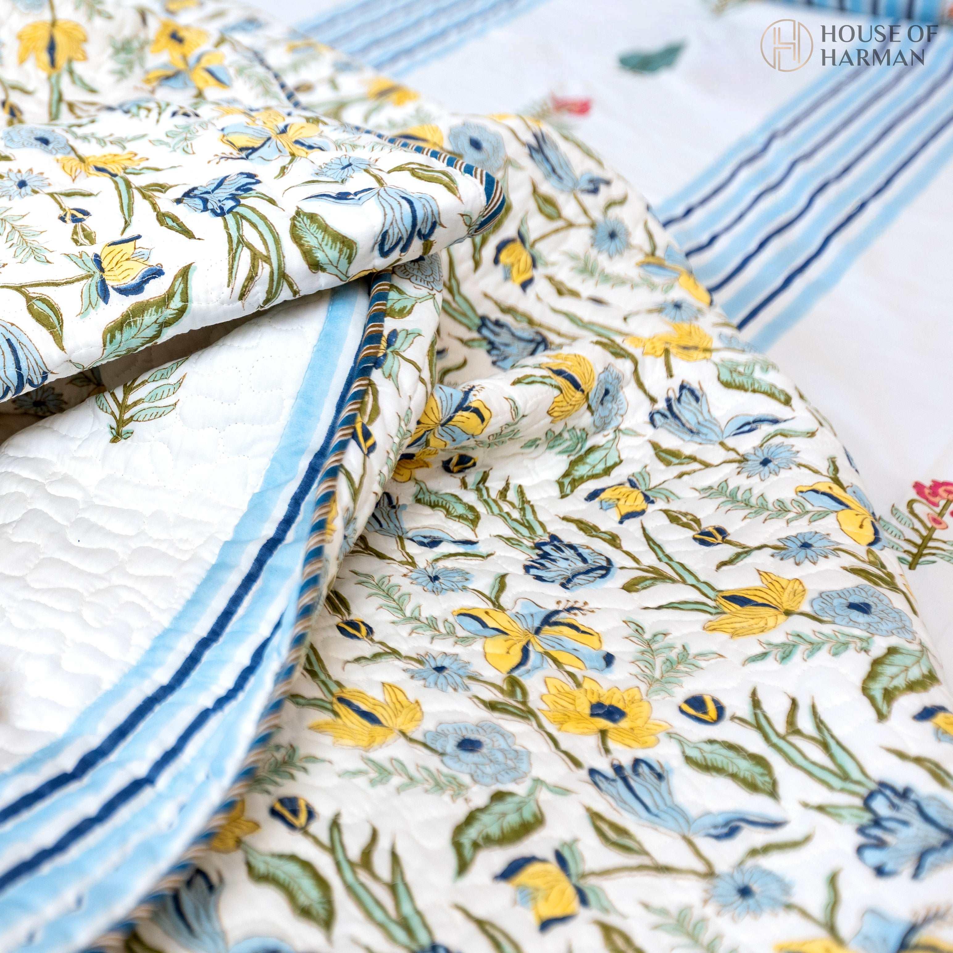 Meadow Bloom Stripes Bedcover - HOUSE OF HARMAN