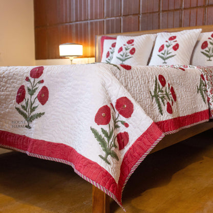 Red Wildpoppy Fields Bedcover - HOUSE OF HARMAN