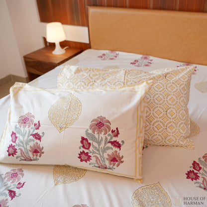 Mughal Ruby Bloom Bedsheet and Dohar