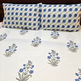 Blue Petal Elegance Bedsheet