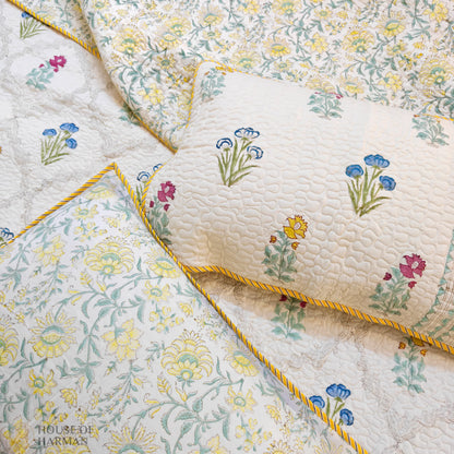 Morning Garden Bloom Bedcover (Beige Base Color)