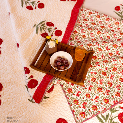 Red Wildpoppy Fields Bedcover