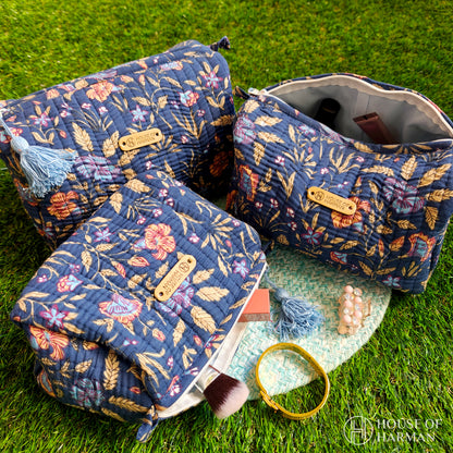 Multipurpose Pouches- Set of Three I Waterproof Lining I Four Mini Pockets Inside