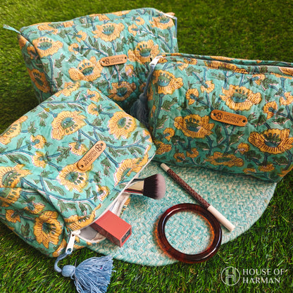 Multipurpose Pouches- Set of Three I Waterproof Lining I Four Mini Pockets Inside
