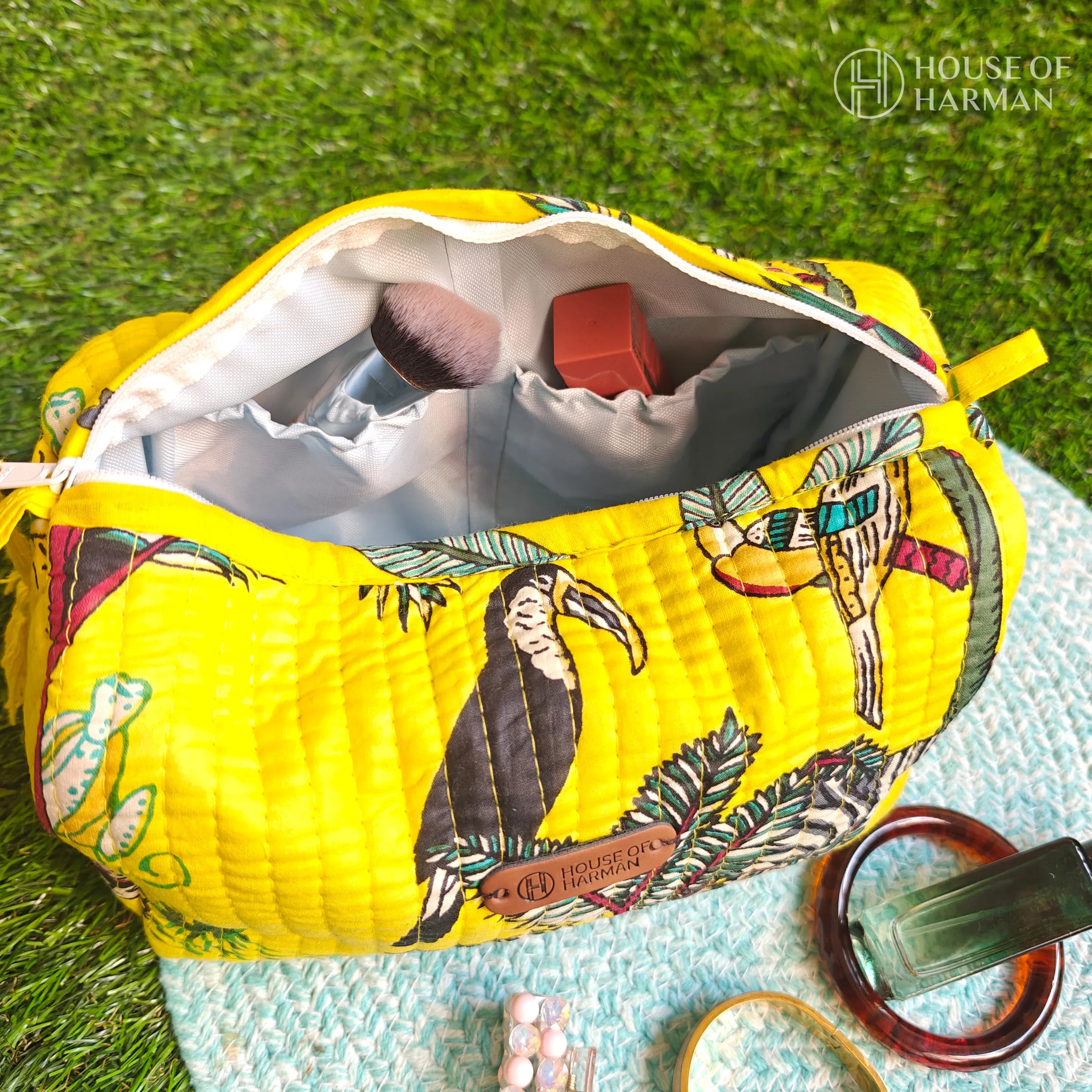 Multipurpose Pouches- Set of Three I Waterproof Lining I Four Mini Pockets Inside