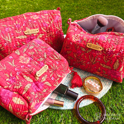 Multipurpose Pouches- Set of Three I Waterproof Lining I Four Mini Pockets Inside