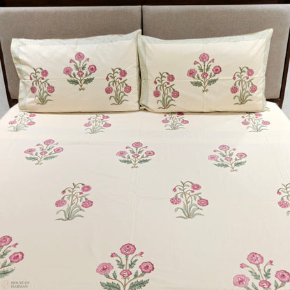 Royal Blossom Charm Bedsheet (Beige Base Color)