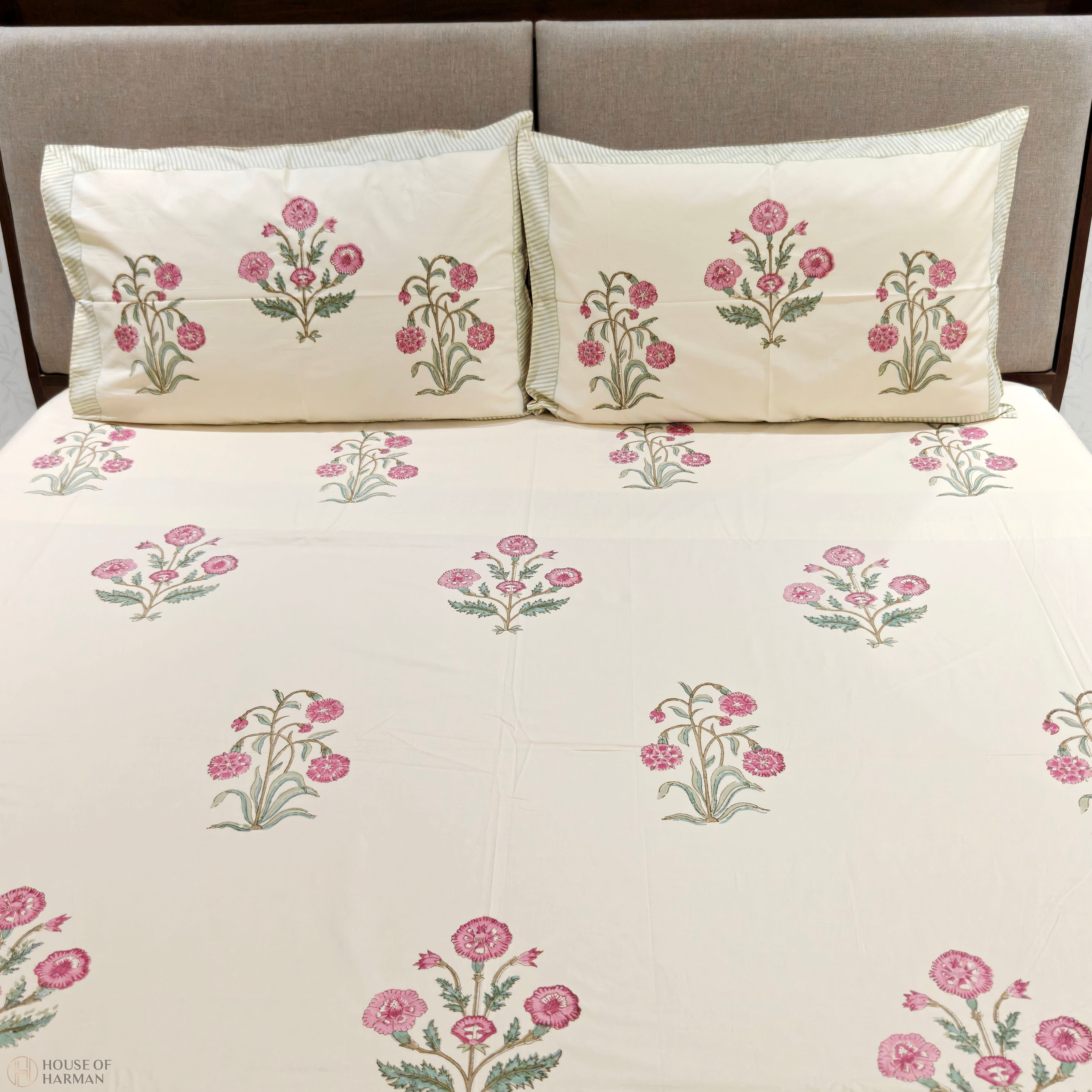 Royal Blossom Charm Bedsheet (Beige Base Color)