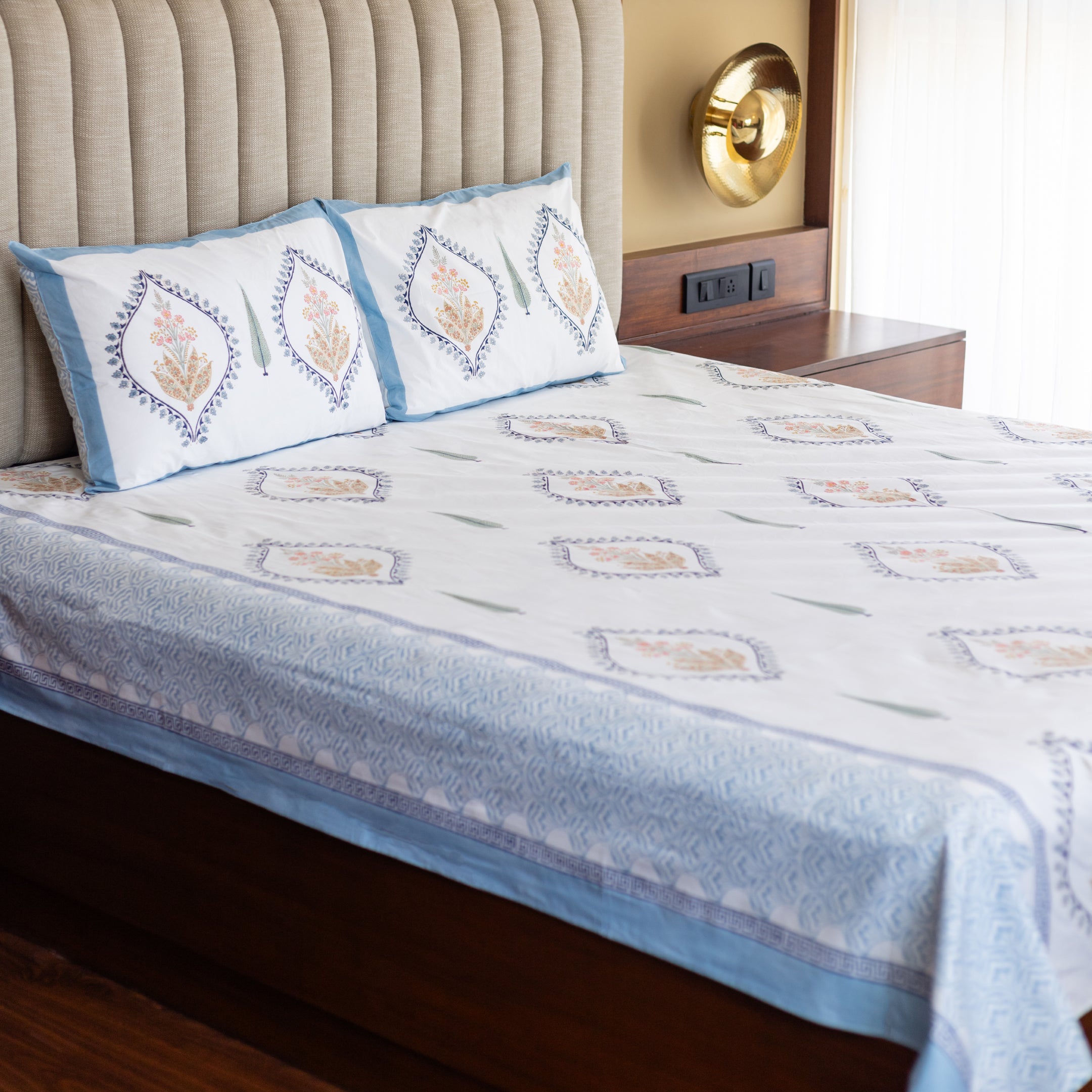 Sylvan Pine Symphony Bedsheet and Quilt