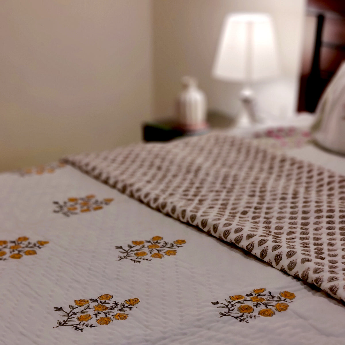 Yellow Vines and Roses Quilt