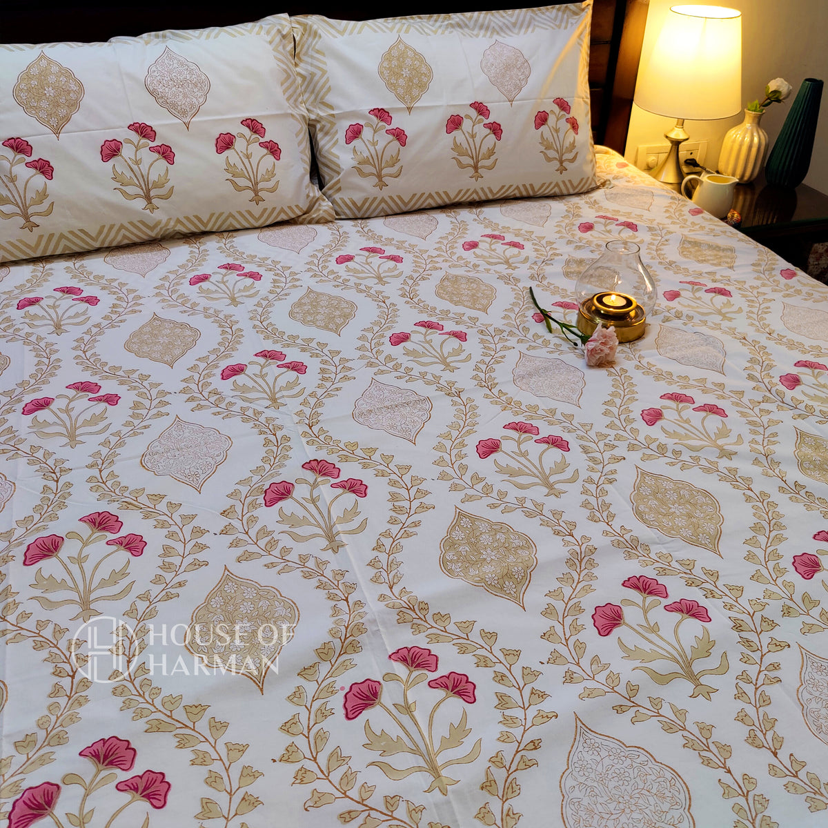 Vintage Rose Jaal Bedsheet