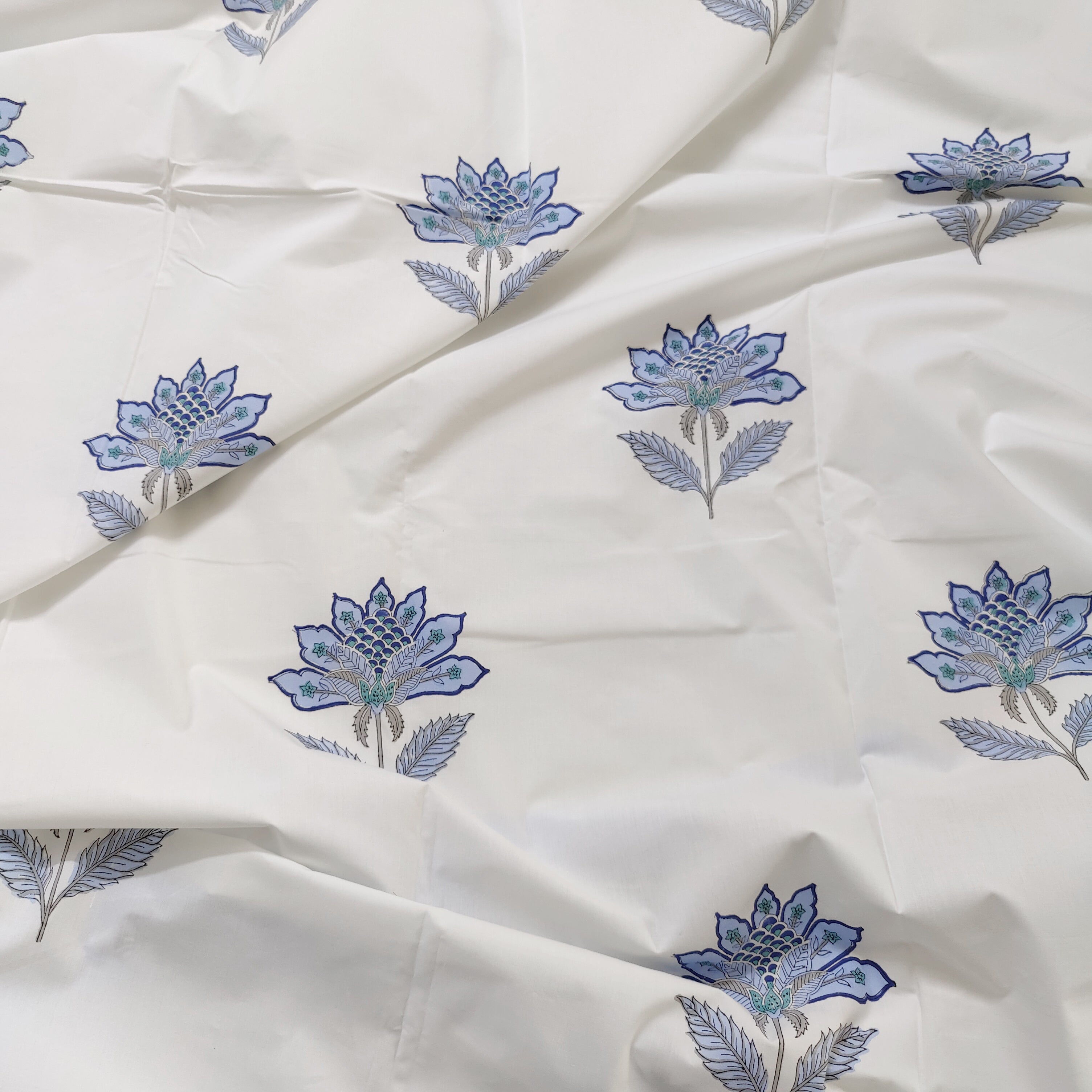 Azure Blossoms Bedsheet