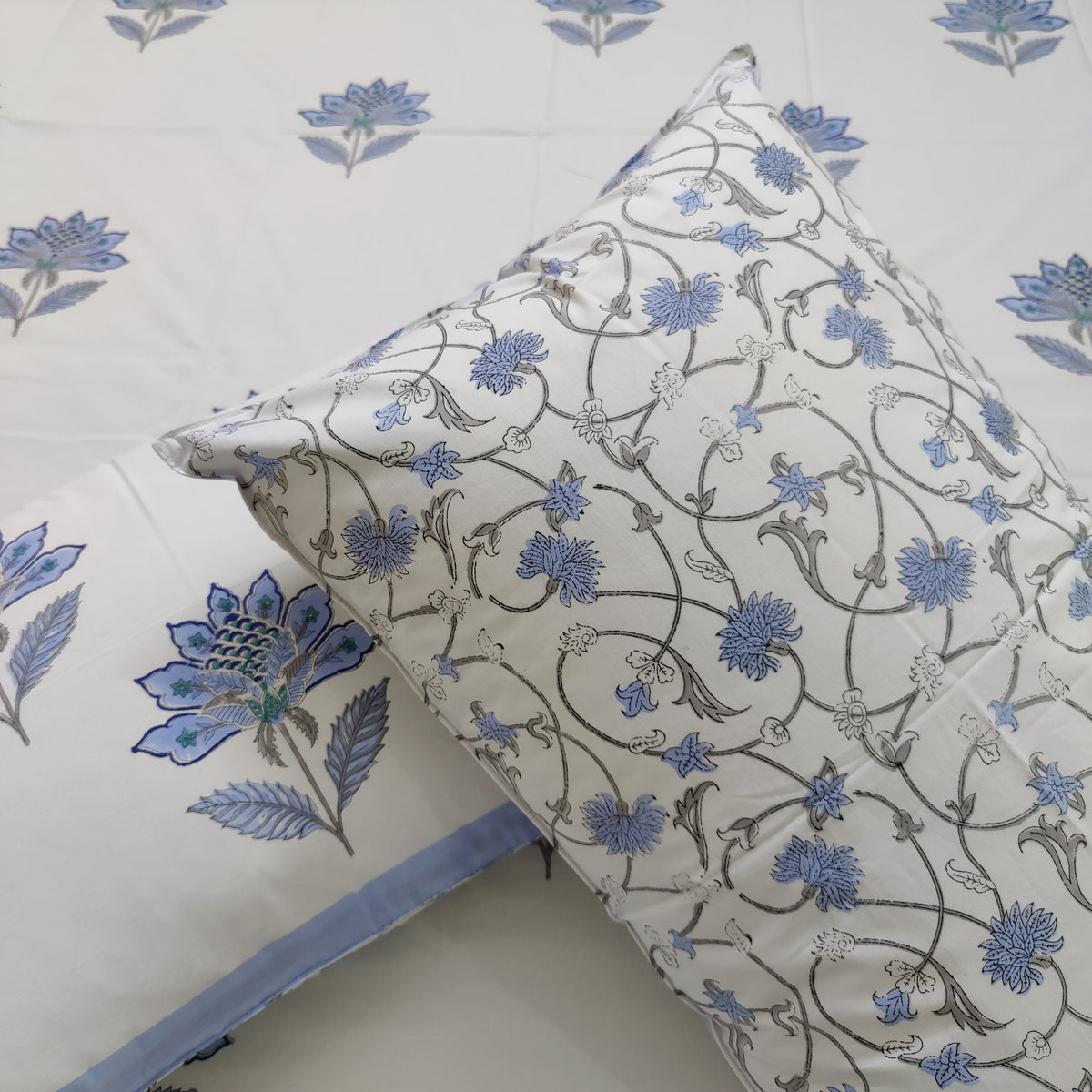 Azure Blossoms Bedsheet