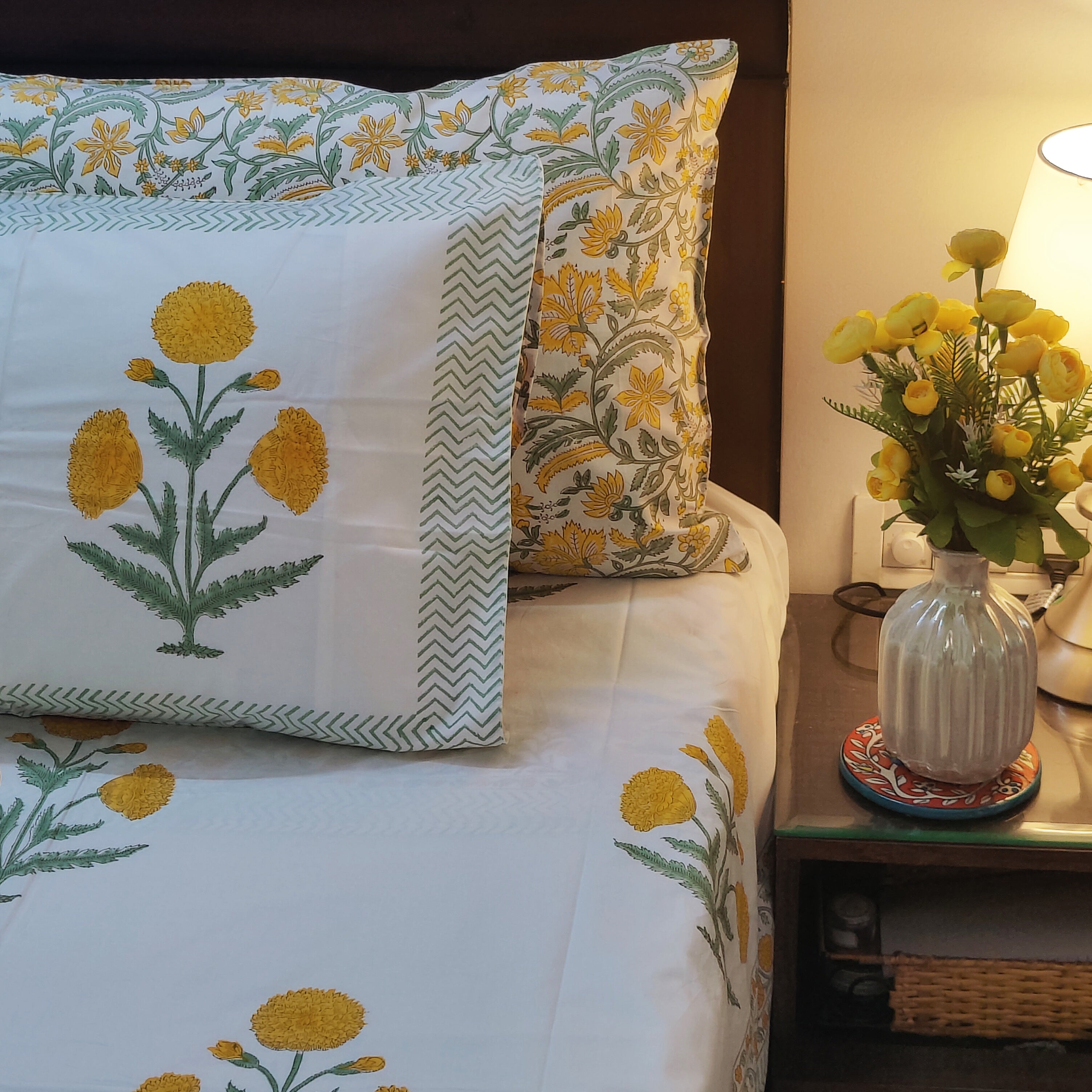 Yellow Wildpoppy Fields Bedsheet and Dohar