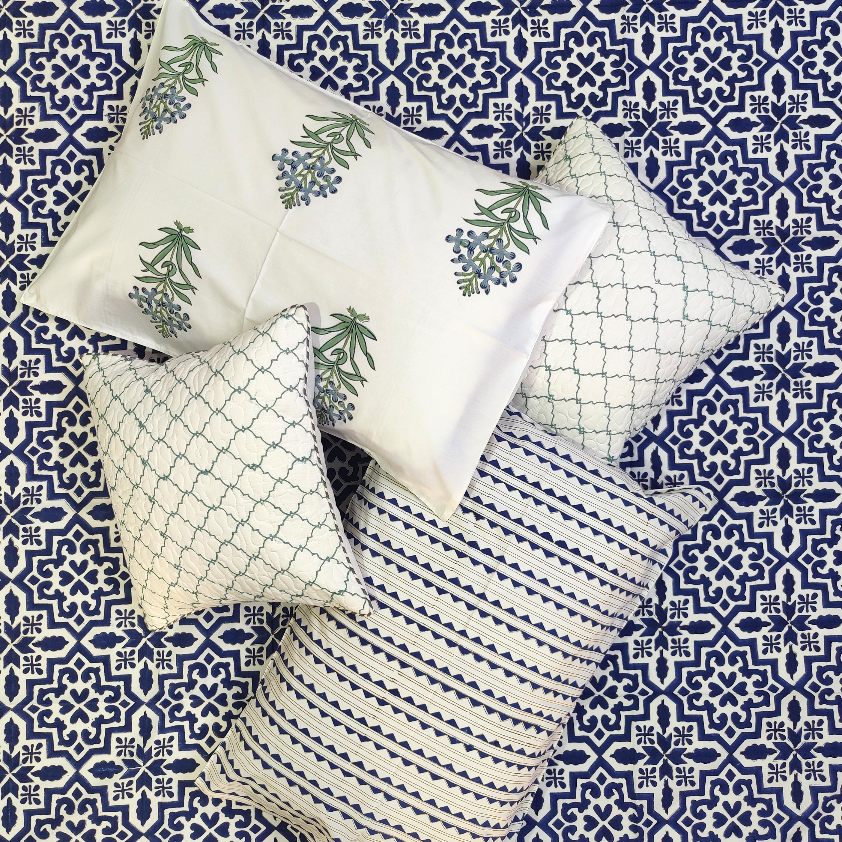 Indigo Lattice Dream Bedsheet