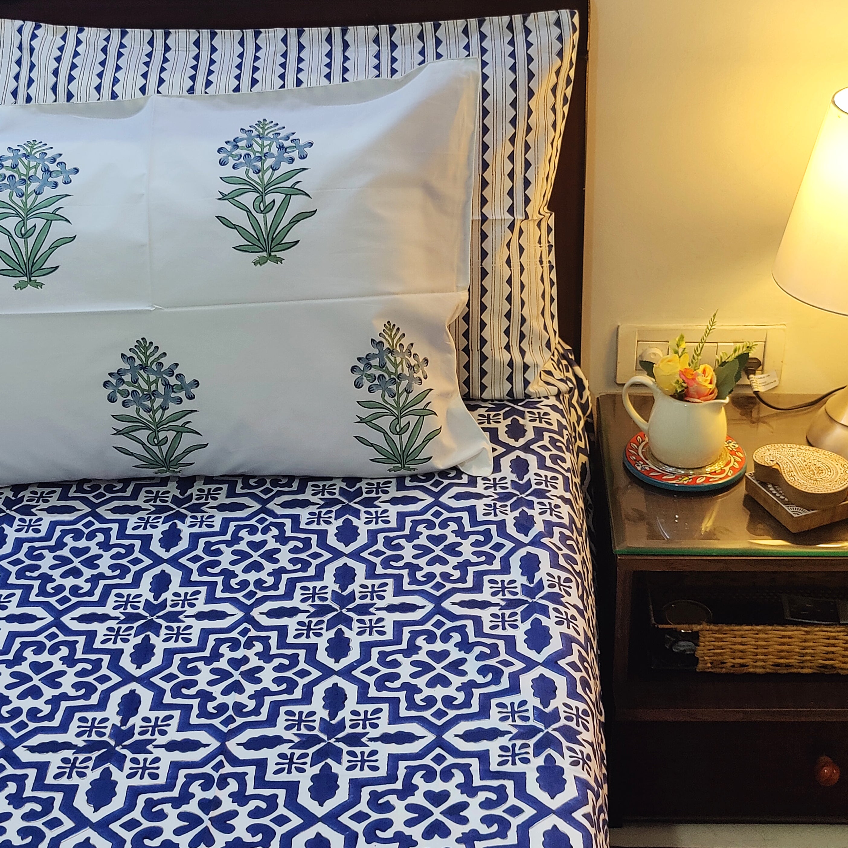 Indigo Lattice Dream Bedsheet