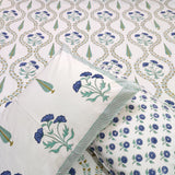 Sapphire Pine Floral Jaal Bedsheet