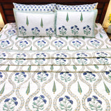 Sapphire Pine Floral Jaal Bedcover